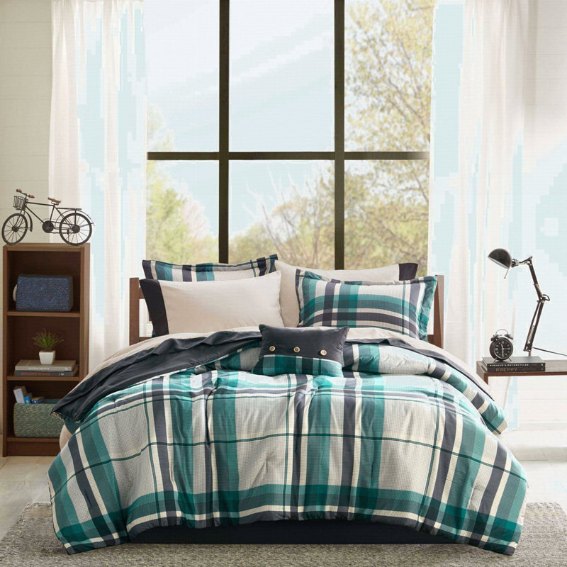Plaid Comforter Set With Bed Sheets, Queen Comforter + 8 Additional Pieces