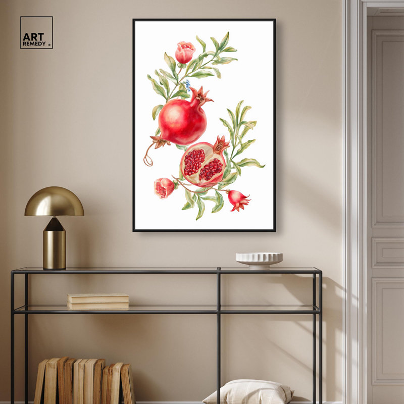 «Pomegranate Bloom II», reproduction d'art sur toile par Art Remedy, Structure noire, H 16 po x l 11 po