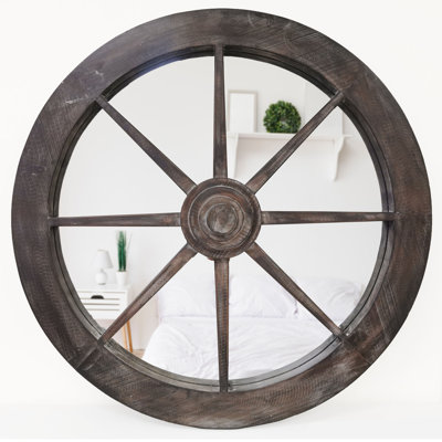 Zidane Wood Round Wall Mirror