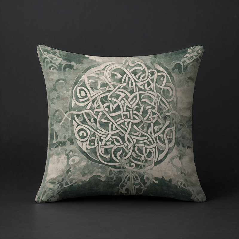 Coussin décoratif intérieur / extérieur gris Modern Modern, Brun abstrait 4, Carré 16 po
