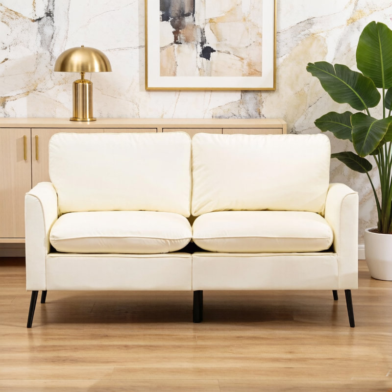 Causeuse en cuir TS Cat, Blanc, crème