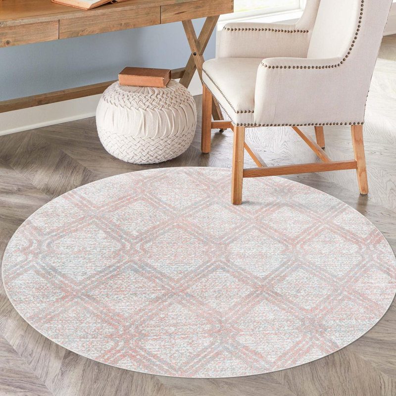 Tapis Langley Street® Modern Trellis Massie, Rond 5 pi 3 po, Pink