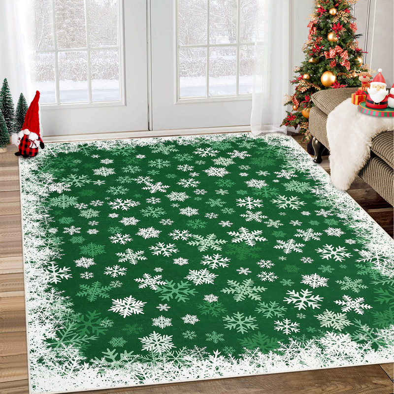 Tapis Christmas Christmas, Vert, Rectangulaire 3 pi x 5 pi