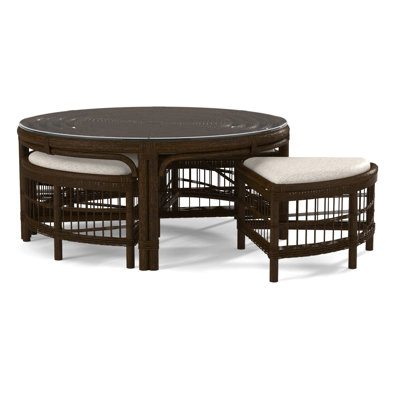 Raffles Rattan Cocktail Table with Benches