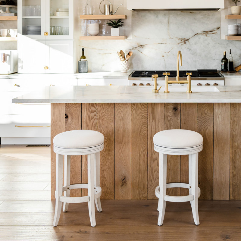Eva Weathered Oak Round Backless Swivel Counter Stool