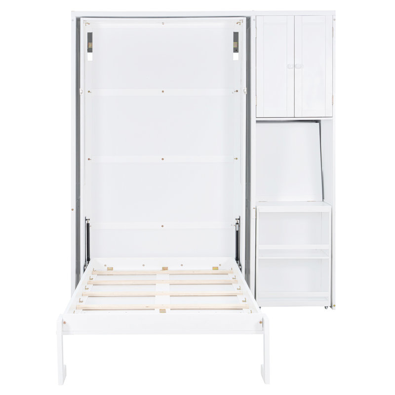 Lits escamotables rotatifs avec bibliothèque, Blanc