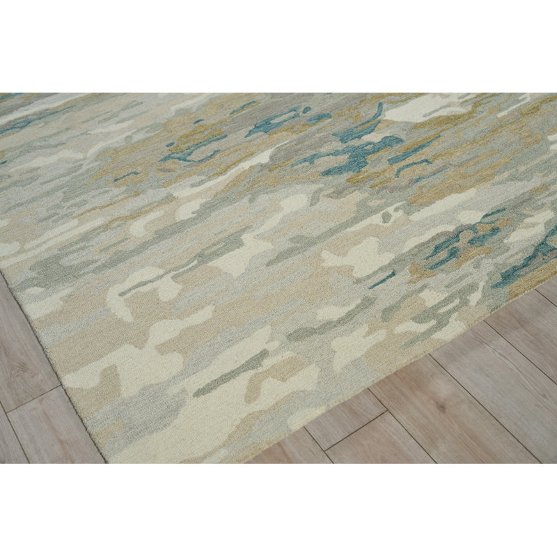 Pacifica Hand Tufted New Zealand Wool Blue/Beige/Gray Area Rug, 6'X9'
