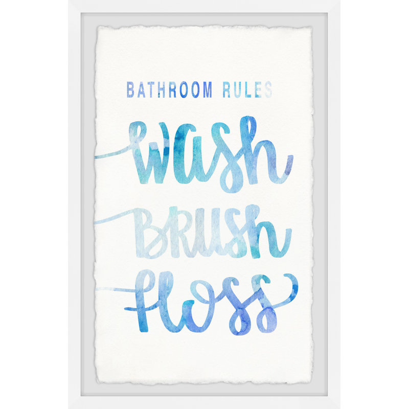 Beautiful Bathroom Rules - Art textuel avec cadre photo, H 12 po x l 8 po x P 1,5 po