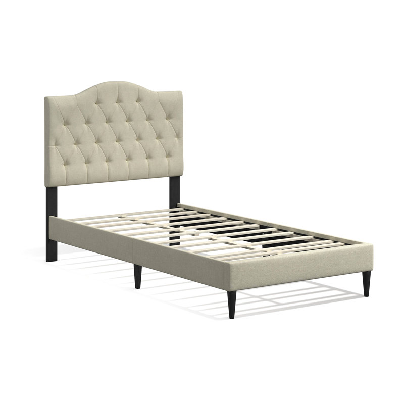 Saltford Upholstered Platform Bed, Beige, Twin