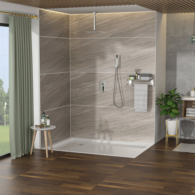 Brushed Nickel Dual Shower Head, 16 Inch Square, Ceiling Mount Feature Mounted Color, Brushed Nickel