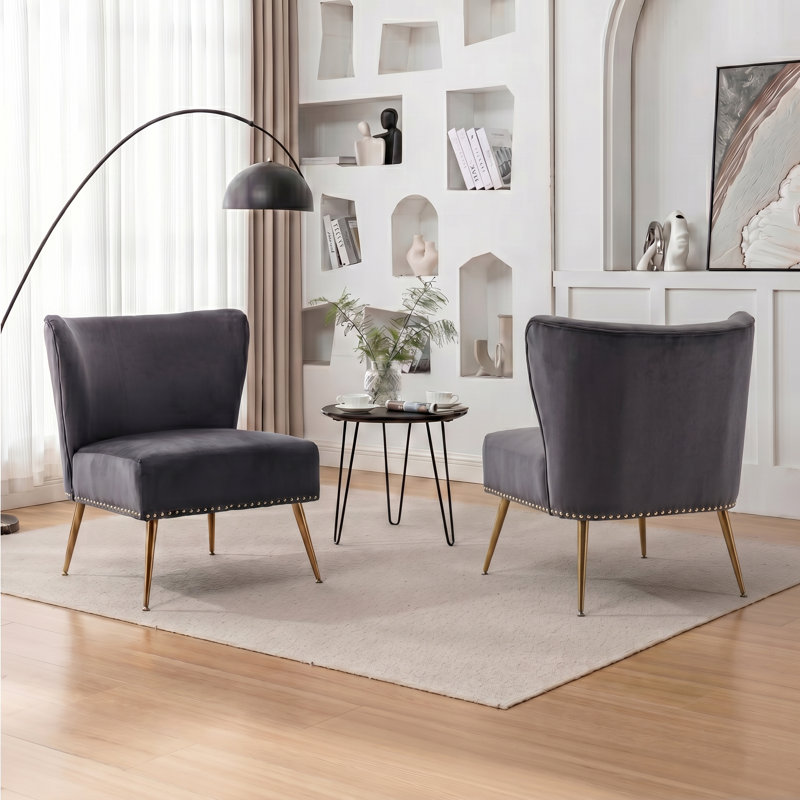 Chaise rembourrée en velours, Grey