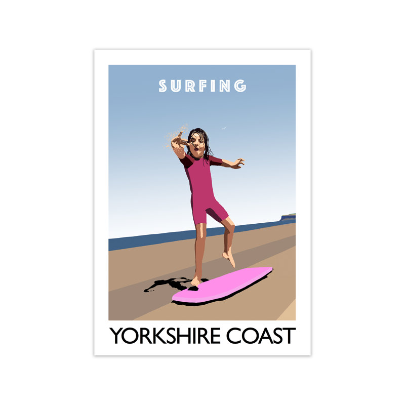Surfing Yorkshire Coast 1 Piece Wall Art, 42 cm H x 29.7 cm W x 3cm D
