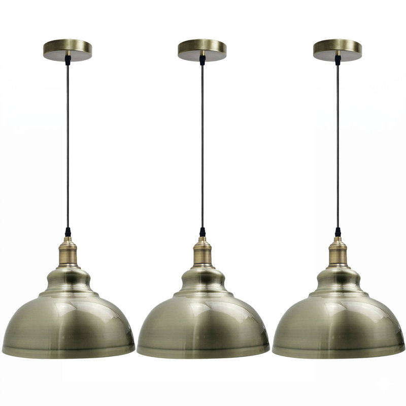 1 - Light Dome Pendant, Green Brass, No