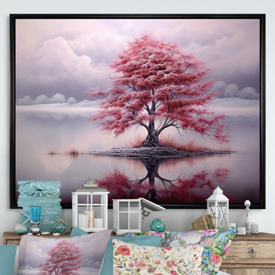 «Majestic Pink Winter Tree In The Lake», reproduction sur toile