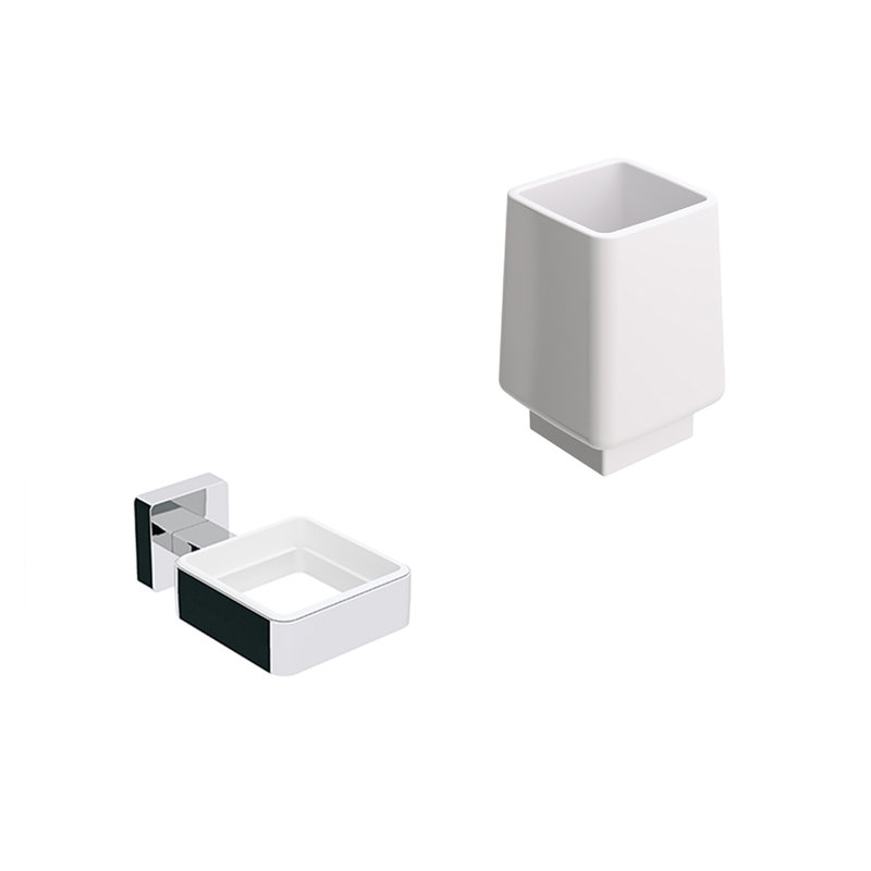 Ensemble d'accessoires de salle de bain Dado, Chrome poli/blanc