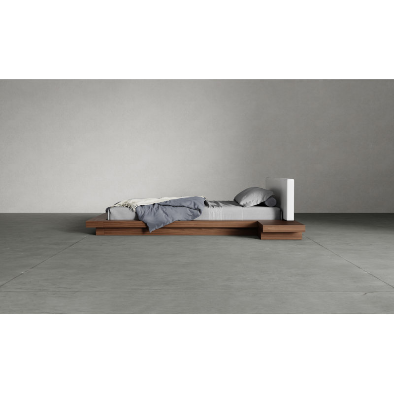 Upholstered Storage Bed, Queen, Walnut/White Leather