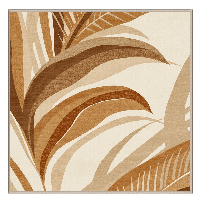 Tapis abstrait palmier paesyn lavable à la machine en brun - beige, Carré 6 pi