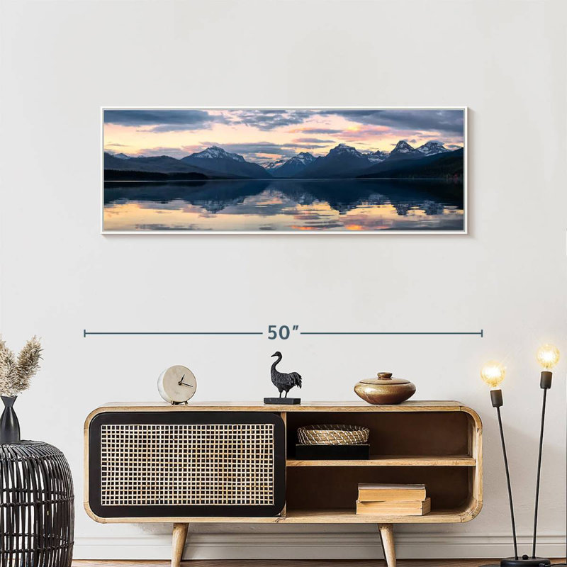 Lac Mcdonald, 46" X 16", Cadre flottant blanc