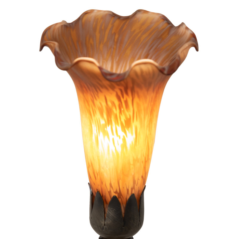 11" High Blue Tiffany Pond Lily Maidens Mini Lamp, Amber