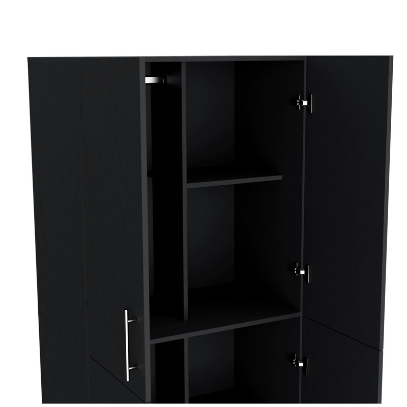 Armoire 4 portes, H 70,9 po x l 31,6 po x P 18,1 po, Noir