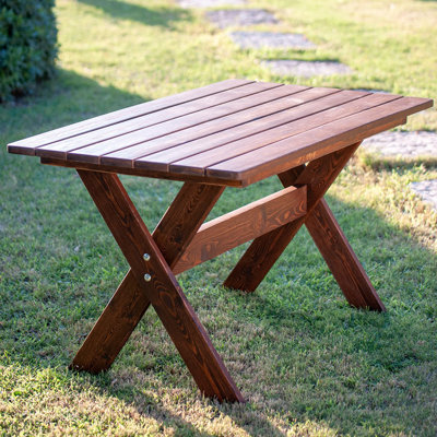 Caddric Rectangular Pine Folding Outdoor Dining Table , 120cm cm W 65 Cm cm D