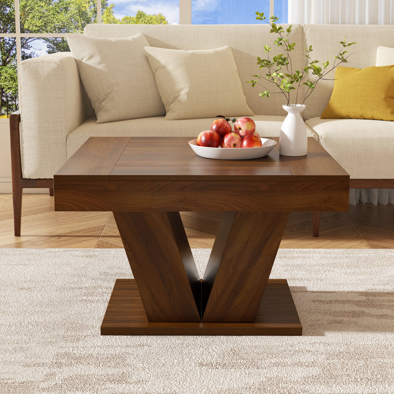 31.5" Square Rustic Coffee Table with Natural Wood Grain: A Perfect Blend of Style and Stability, Brown