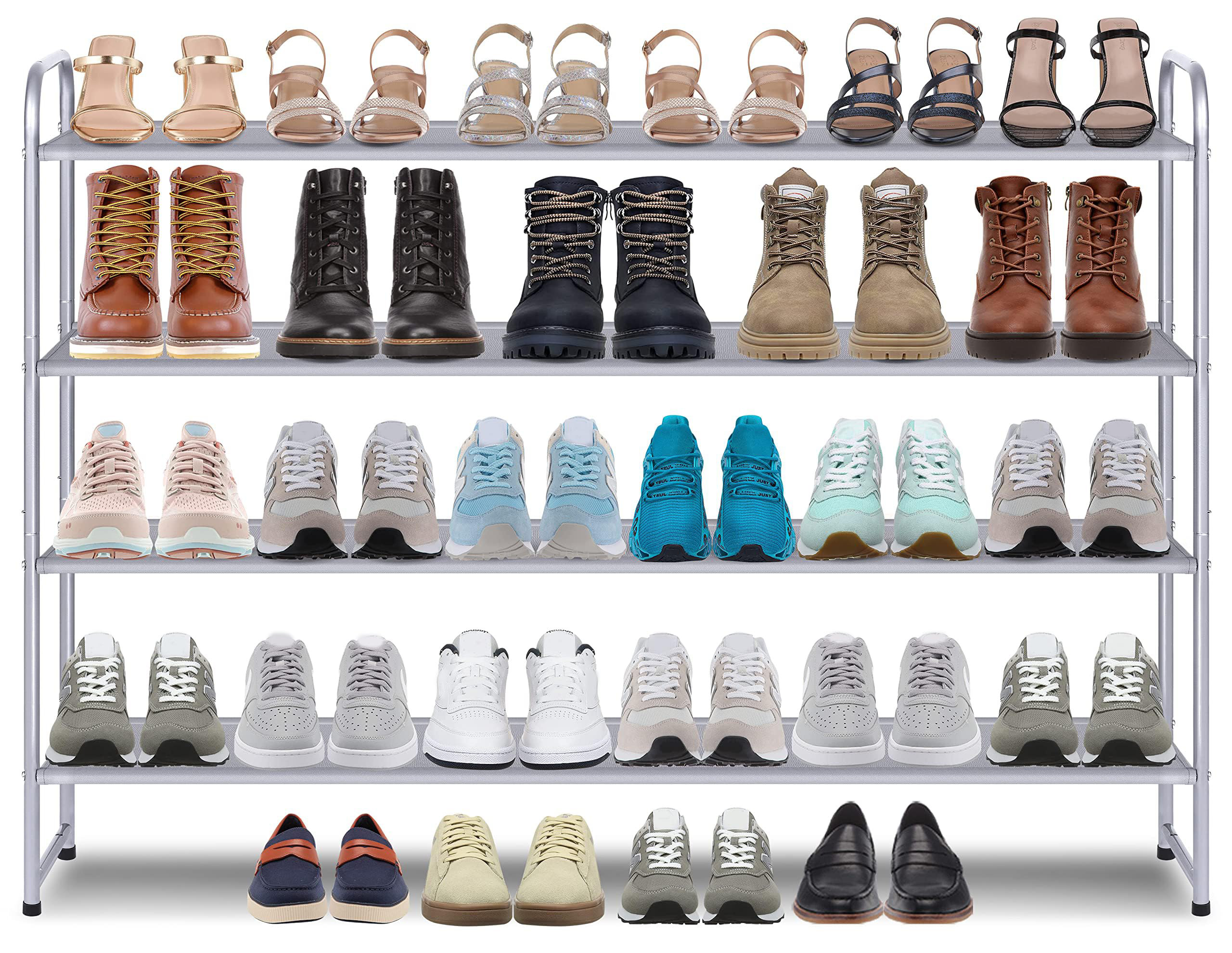 Rebrilliant 4-Tier Long Shoe Rack For Bedroom Closet Wide Stackable ...