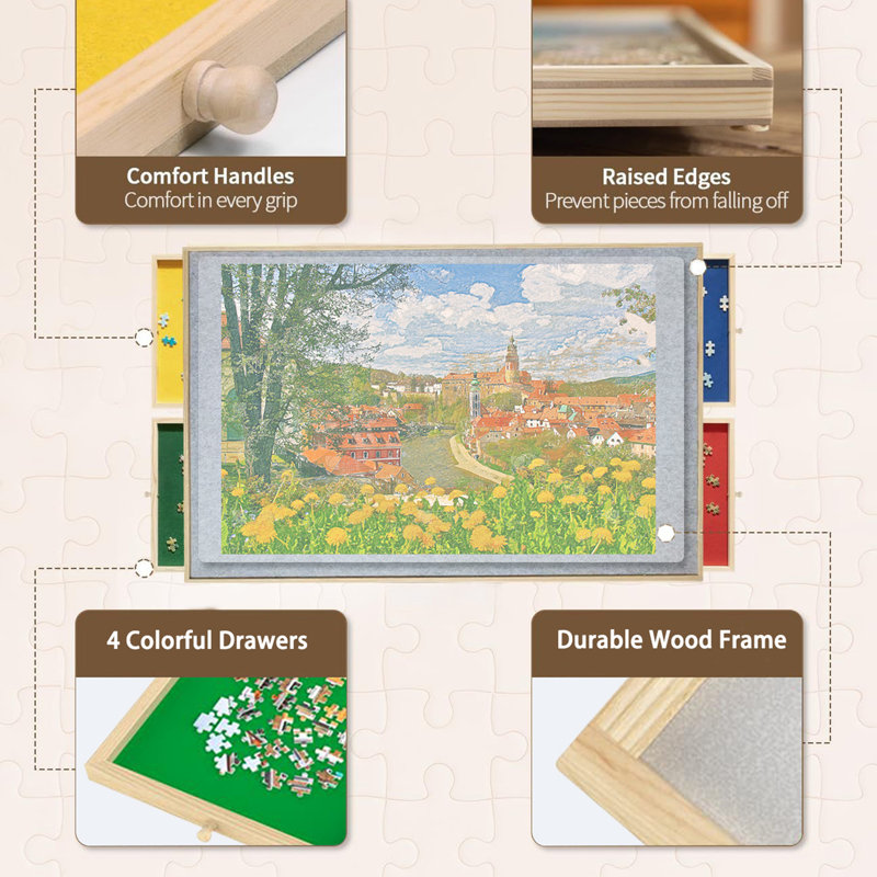 Wooden 1500 Piece Puzzle Table with Drawer