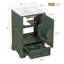 Meuble-lavabo de 20 po avec lavabo en céramique, porte à fermeture en douceur, tablette ajustable en forme de U, tiroir de compartiment et support de porte, style moderne, conception peu encombrante-1077173873