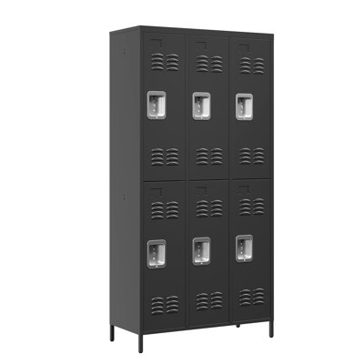 6 casiers en métal à 6 portes, unité de rangement spacieuse de 72 po pour tous les réglages, bureau de gym à domicile idéal, casiers noirs avec serrure, compartiments à chaque endroit, à endommager,