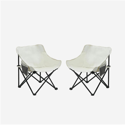 2 chaises de camping d'extérieur pliables / portatives, sac de transport, beige