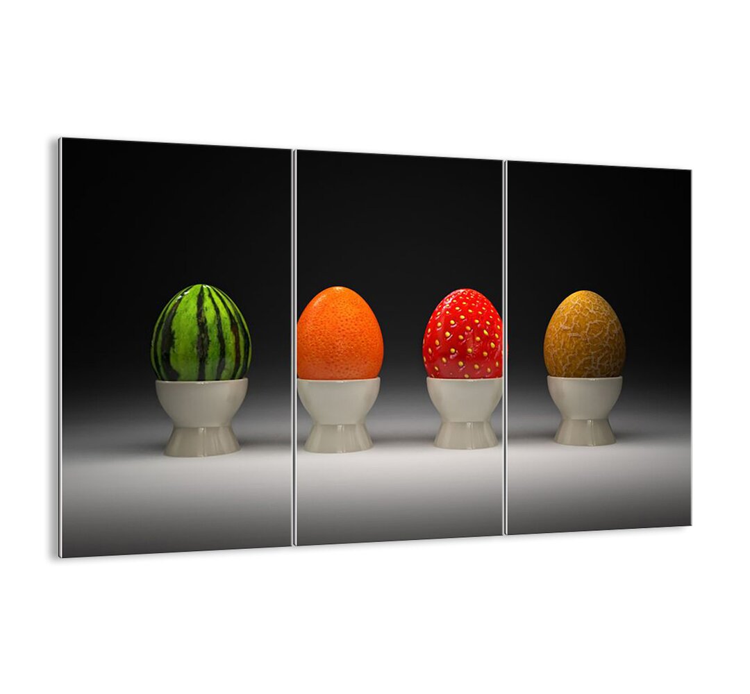 3-tlg. Glasbilder-Set - Fotografie „Fruit Breakfast”