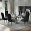 Ensemble de table de salle à manger 7 pièces en chrome argenté avec 6 chaises capitonnées en velours noir-1946851209-1946851211-1946851210