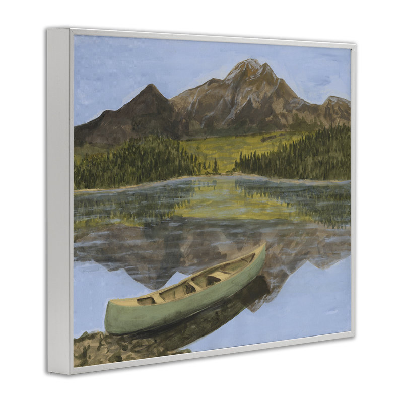 Lac alpin avec canot, estampe numérique, conception de Michael Willett, H 16 po x l 20 po