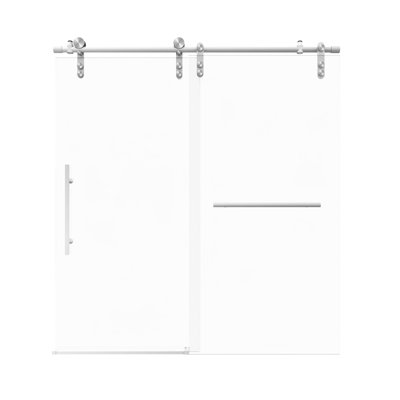 66" H Sliding Tub Shower Door, 5/16"  8Mm  Glass, Stainless Steel Frame In Brushed Nickel, Adjustable Width, Reversible Opening, Waterproof And Shatter- Guide Rod High With Installation, Performance