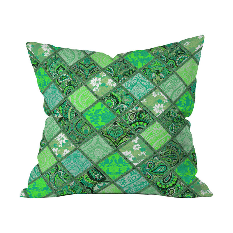 Coussin intérieur / extérieur Patchwork, 16 po x 16 po, Vert