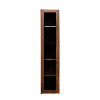 Vitrine à 5 tablettes, lumières à DEL, portes en verre, collections mettant en valeur, salle à manger, chambre à coucher, largeur de 15,98 po, hauteur de 71,4 po, bibliothèque au fini noyer avec tablettes et éclairage, idéale pour ranger des livres,