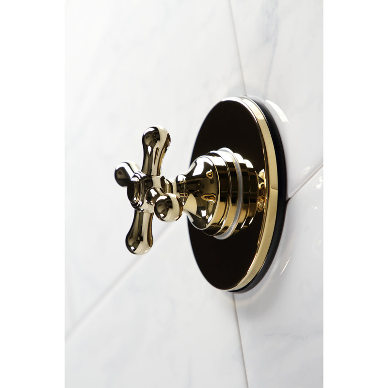 Kingston Brass Single-Handle Wall Mount Three-Way Diverter Valve with Trim Kit, Polished Brass