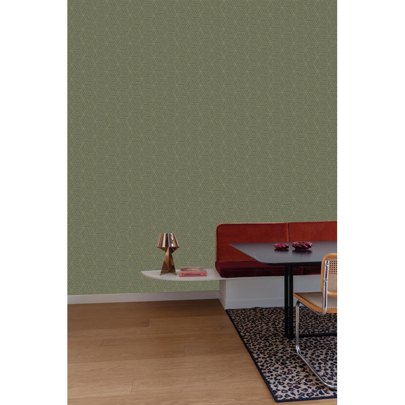 Rouleau de papier peint géométrique abstrait L 33 pi x l 21 po Mashon, Vert