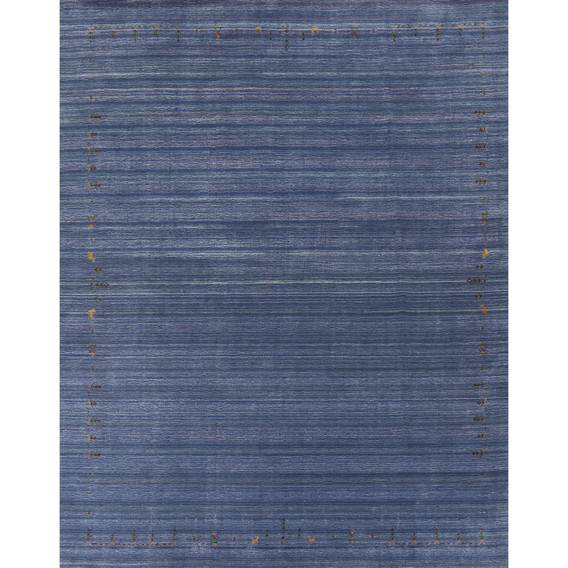Tapis rayé bleu Gabbeh 8 x 10