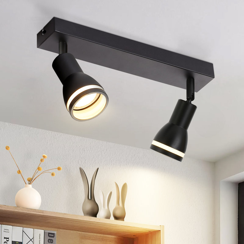Wandstrahler 2-Flammig GU10 Weiß Modern Metall Drehbar 355°Deckenlampe, Matte black