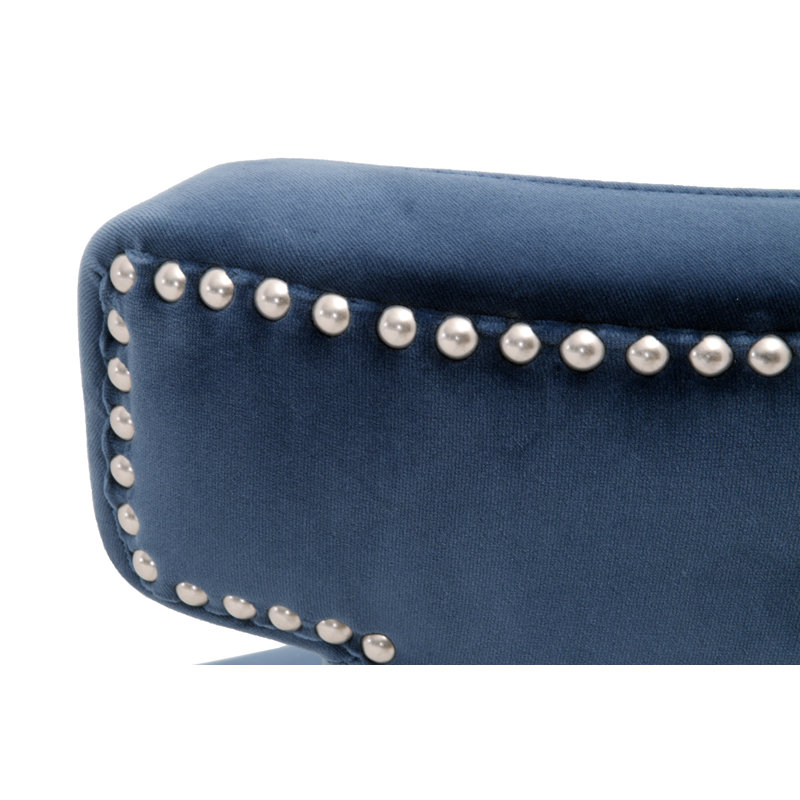 Upholstered Side Chair in Denim Velvet, Denim