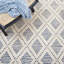 Tapis géométrique en laine / coton tissé à la main bleu / ivoire Gulielma-156874887