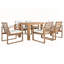 Ensemble de salle à manger rustique en bois d'acacia pour 6 personnes avec trou pour parasol, coussins confortables et fabrication durable pour l'extérieur-126658557