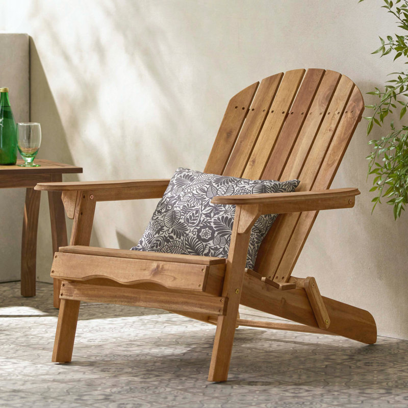 Chaise Adirondack pliante en bois d'acacia avec dossier à lattes, Teck