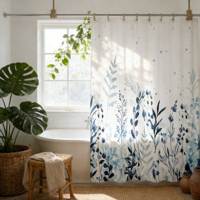 Ensemble de rideau de douche Leaves, 70 po H x 59 po L