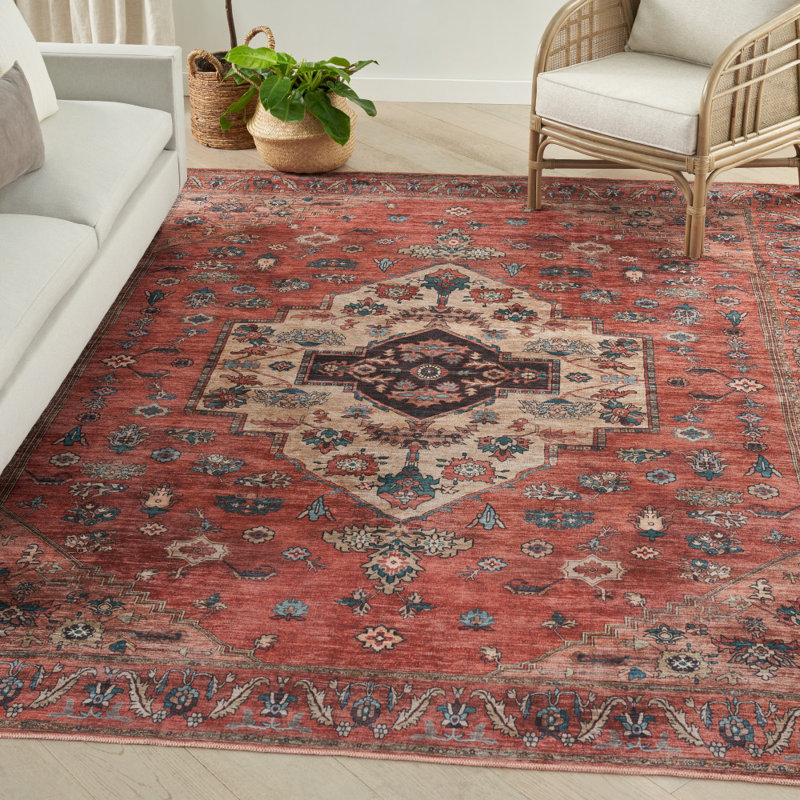 Washable Oriental Indoor Rug, Rectangle 7'10" x 9'10"