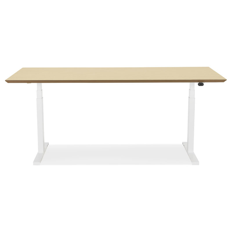 Adjustable Standing Desk, Ash Wood, White