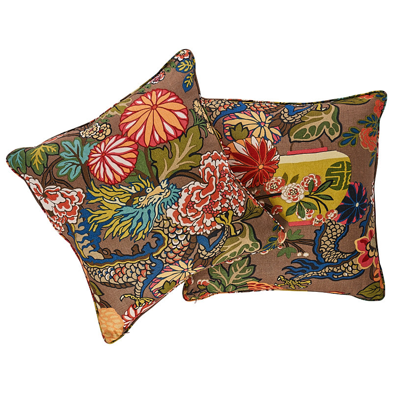 Chiang Mai Dragon Pillow, Mocha