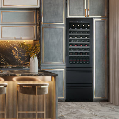 Newair Estate Series 24” Premium Dual Zone Wine and Beverage Fridge with Drawer Cabinets